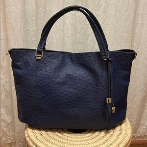 G.I.L.I. Purse Roma 4 Tote Bag Large Blue Ostrich Leather